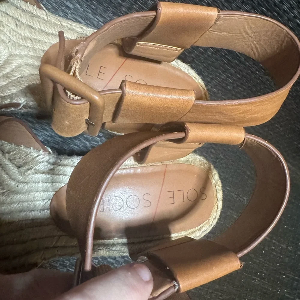Sole Society Brown Espadrille Wedge Sandals